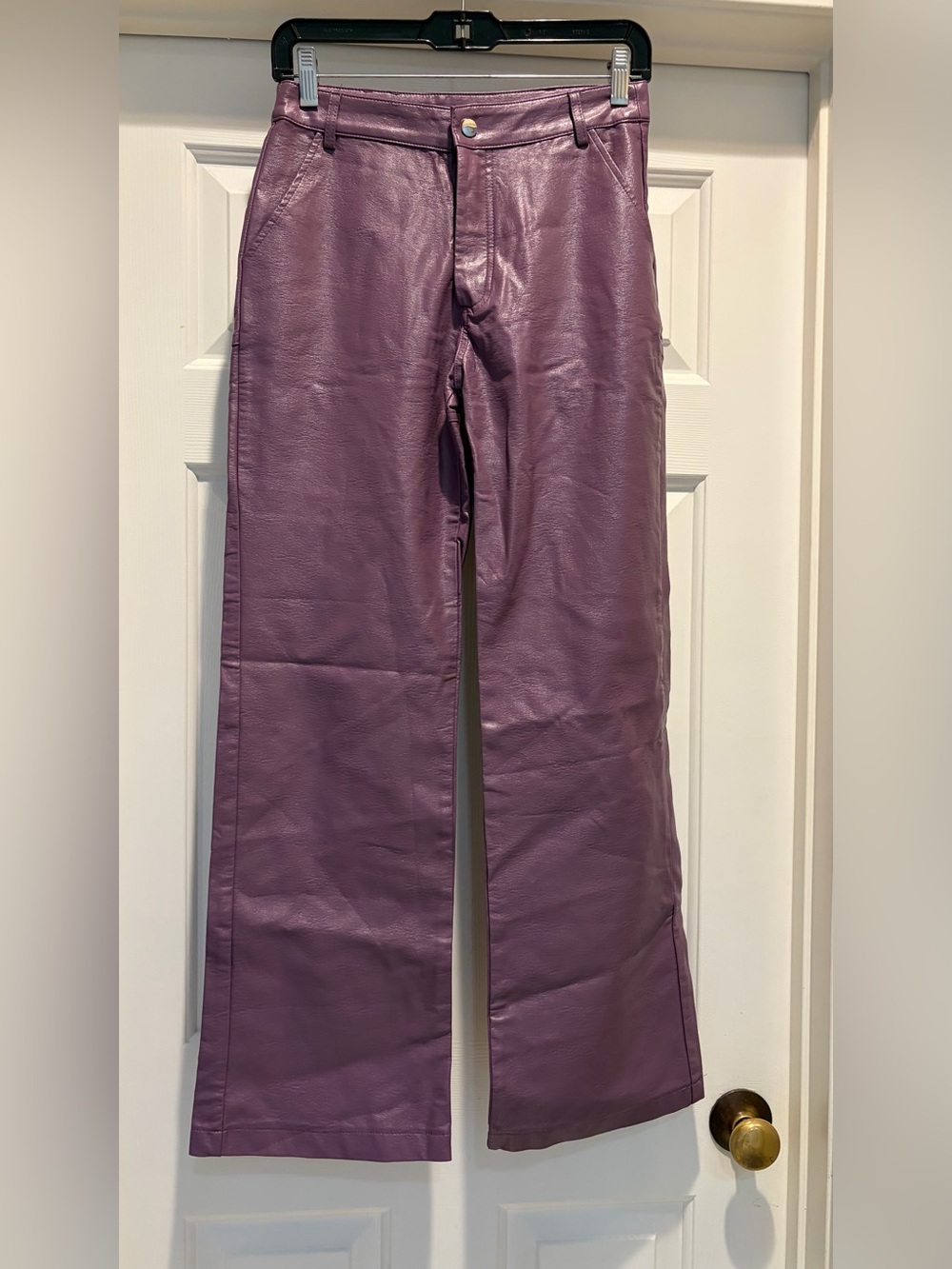 Princess Polly Purple Faux Leather Wide-Leg Jeans